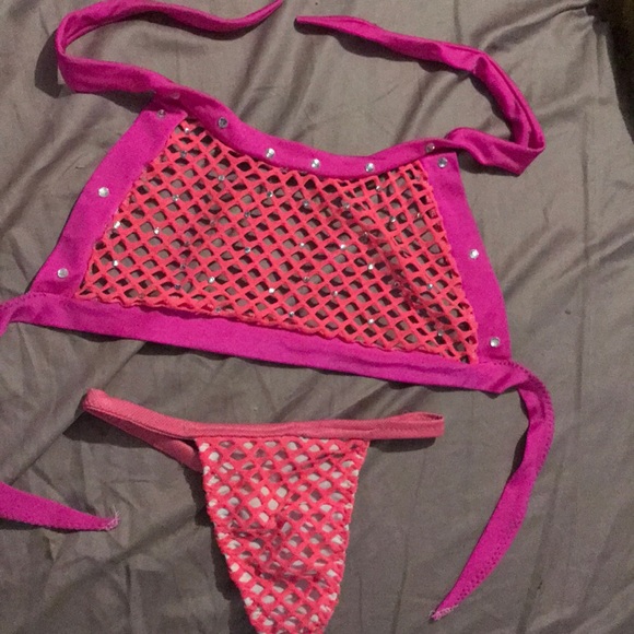 New pink neon two piece dancer outfit - Picture 4 of 5